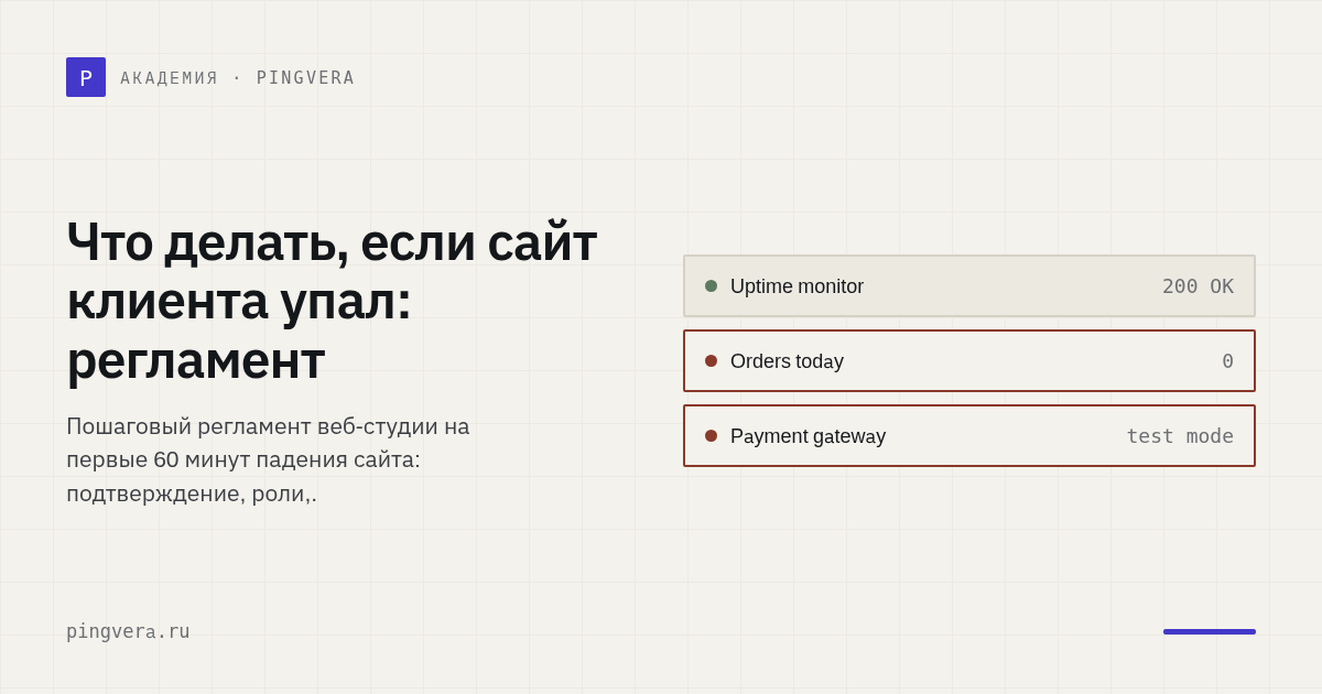 Регламент действий веб-студии при падении сайта: первые 60 минут