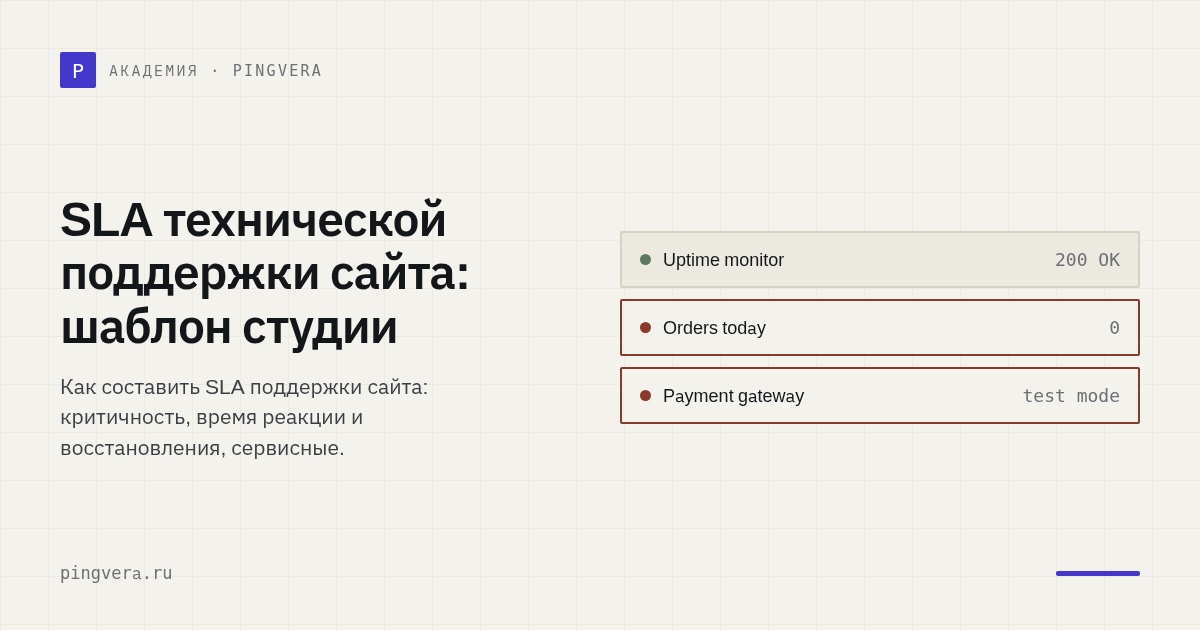SLA технической поддержки сайта: практический шаблон для веб-студии